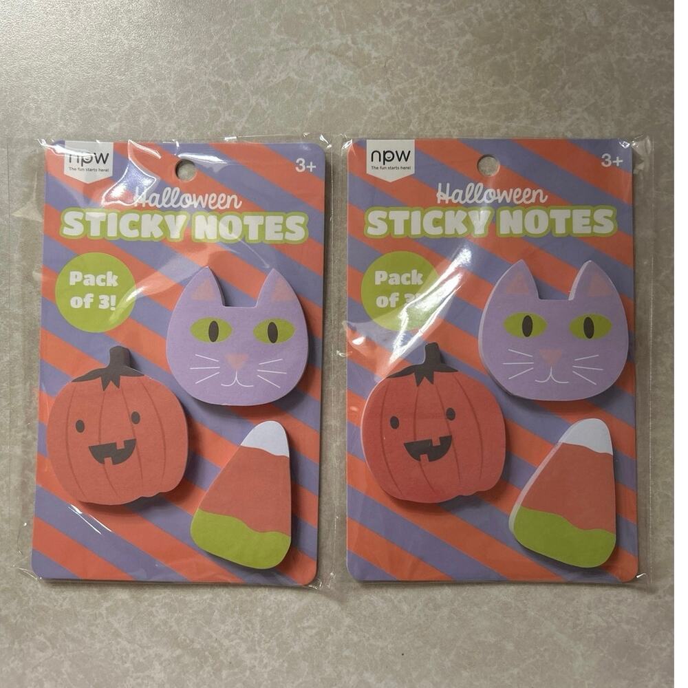 New Bundle of 2 Packs of Halloween 👻Sticky Notes Pumpkin🎃 Cat🐈‍⬛ Candy Corn🍬